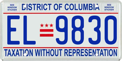 DC license plate EL9830