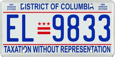 DC license plate EL9833