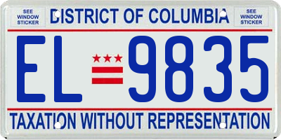 DC license plate EL9835