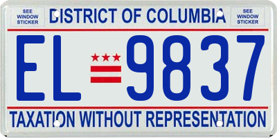 DC license plate EL9837