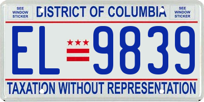 DC license plate EL9839