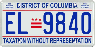 DC license plate EL9840