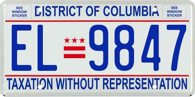 DC license plate EL9847