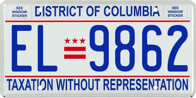 DC license plate EL9862