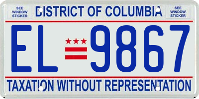 DC license plate EL9867