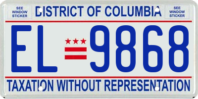 DC license plate EL9868