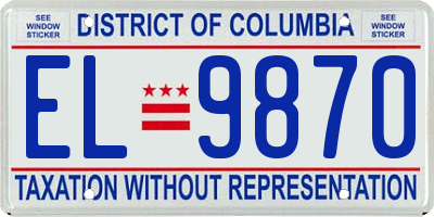DC license plate EL9870