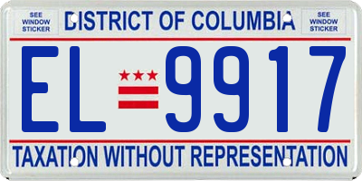 DC license plate EL9917