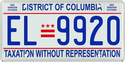 DC license plate EL9920