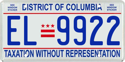 DC license plate EL9922