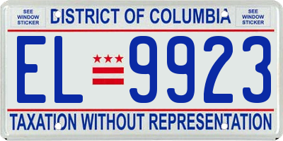 DC license plate EL9923