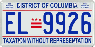 DC license plate EL9926