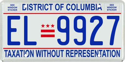 DC license plate EL9927