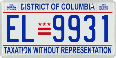 DC license plate EL9931