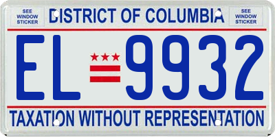 DC license plate EL9932