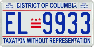 DC license plate EL9933
