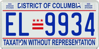 DC license plate EL9934