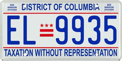 DC license plate EL9935