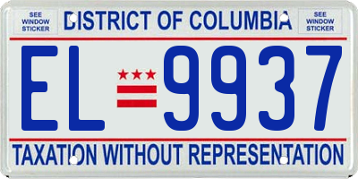 DC license plate EL9937