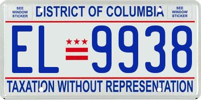DC license plate EL9938