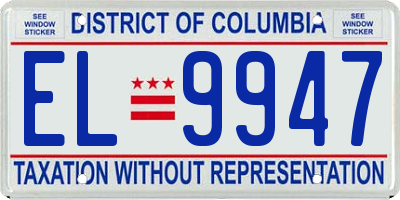 DC license plate EL9947