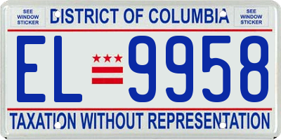 DC license plate EL9958