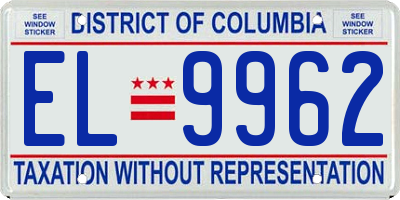 DC license plate EL9962