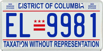 DC license plate EL9981