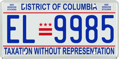DC license plate EL9985