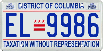 DC license plate EL9986