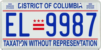 DC license plate EL9987