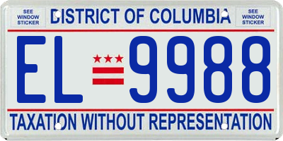 DC license plate EL9988