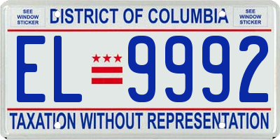 DC license plate EL9992