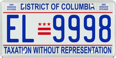 DC license plate EL9998