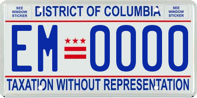 DC license plate EM0000