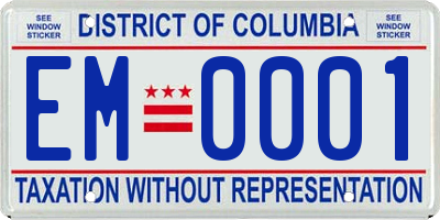 DC license plate EM0001