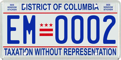 DC license plate EM0002