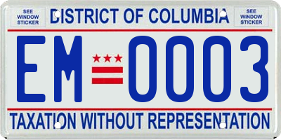 DC license plate EM0003