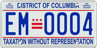DC license plate EM0004