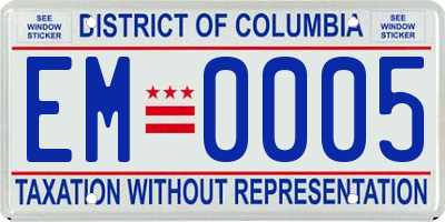 DC license plate EM0005