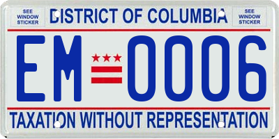 DC license plate EM0006