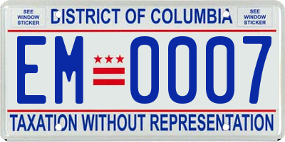 DC license plate EM0007