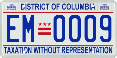 DC license plate EM0009