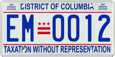 DC license plate EM0012