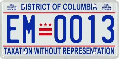 DC license plate EM0013