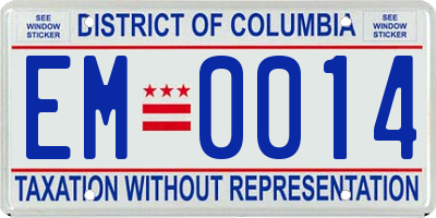 DC license plate EM0014