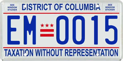 DC license plate EM0015