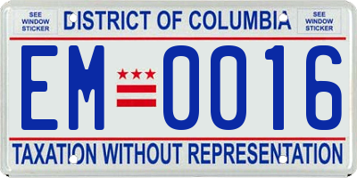 DC license plate EM0016