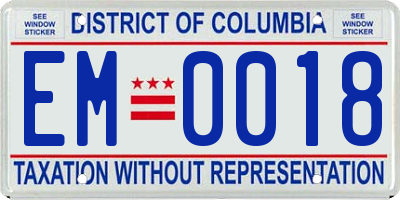 DC license plate EM0018