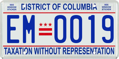 DC license plate EM0019